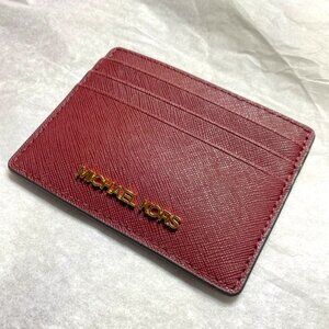 Michael Kors Jet Set Travel Leather Card Holder in Dark Cherry